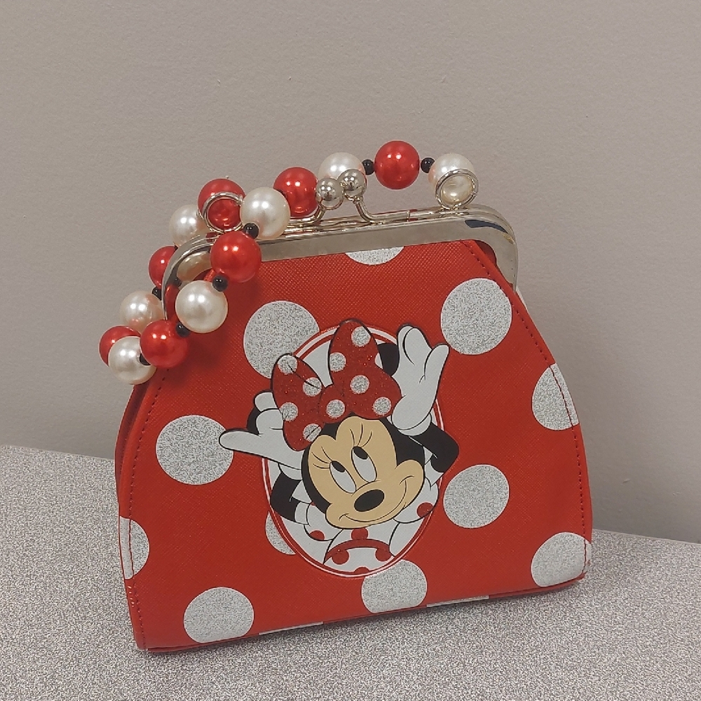Disney Girls Minnie Mouse Kiss Lock Small Hand Bag 7"x6"x2"